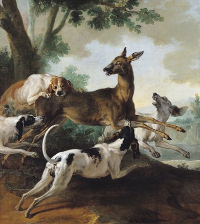 Ein von Hunden gejagter Hirsch, 1725 von Jean Baptiste Oudry